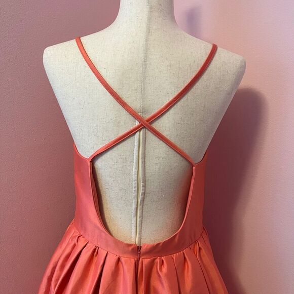 NWOT ASOS Girls On Film Fit & Flare Cross Back Coral Dress Size 8 - Picture 5 of 5